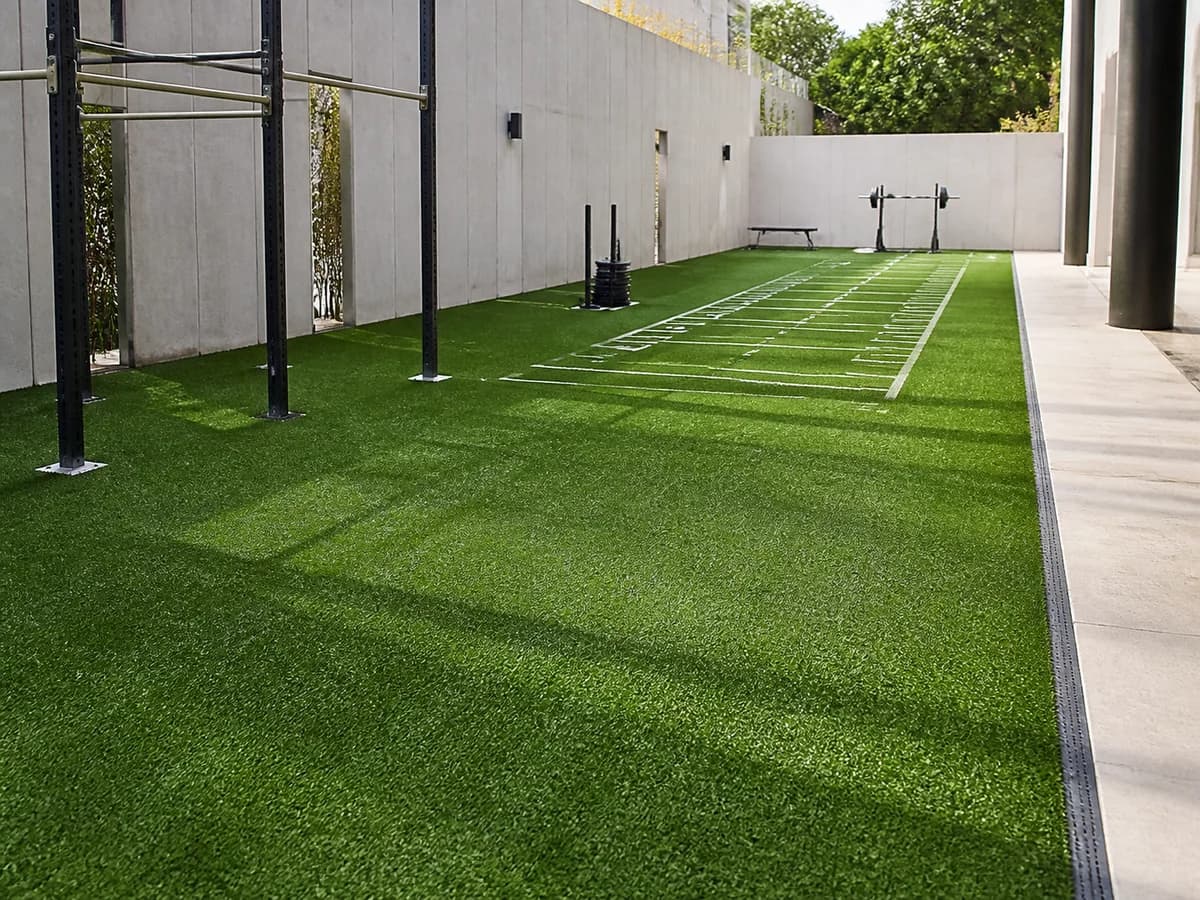 Artificial turf installed in a commercial outdoor recreation area
