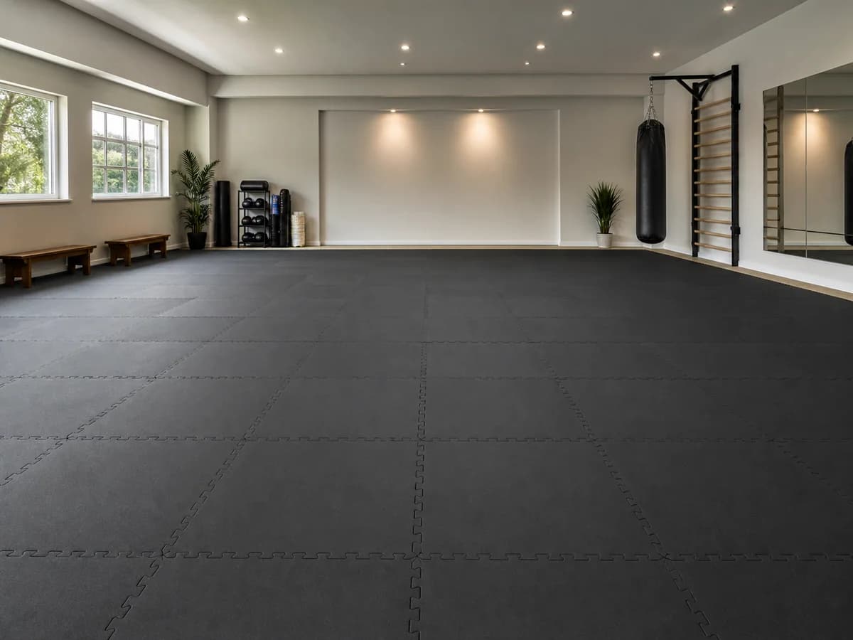 Lightweight EVA mat flooring installed in a multipurpose training room