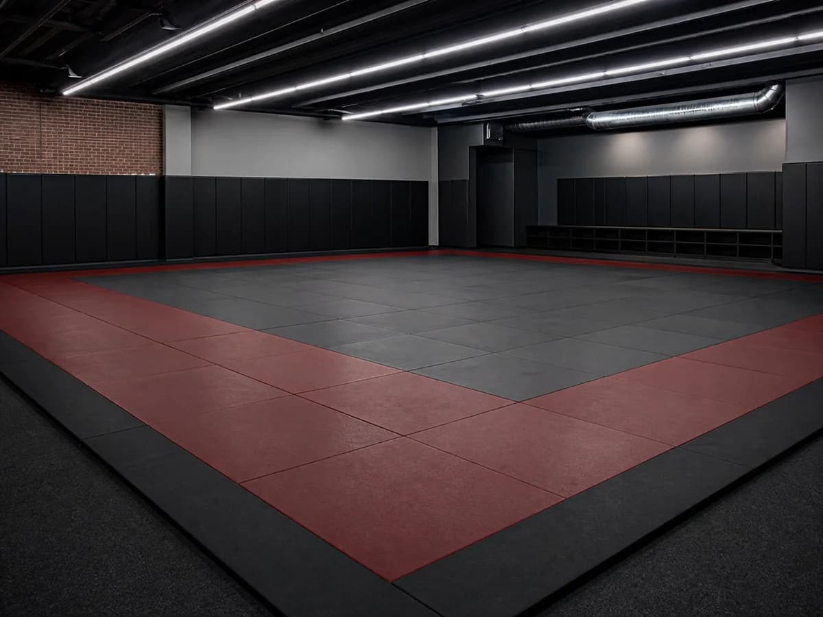 Professional martial arts training area fitted with modular judo tatami mats