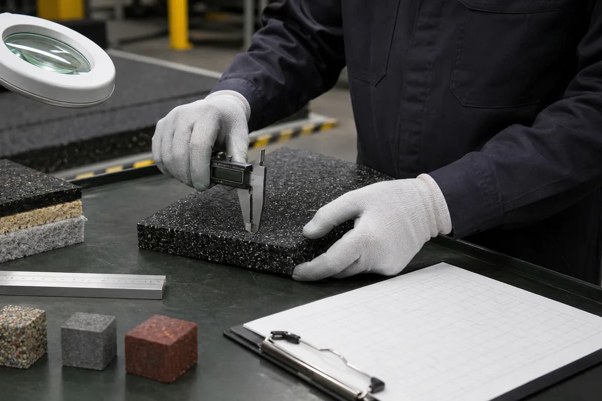 Technical inspection of gym flooring thickness and material construction