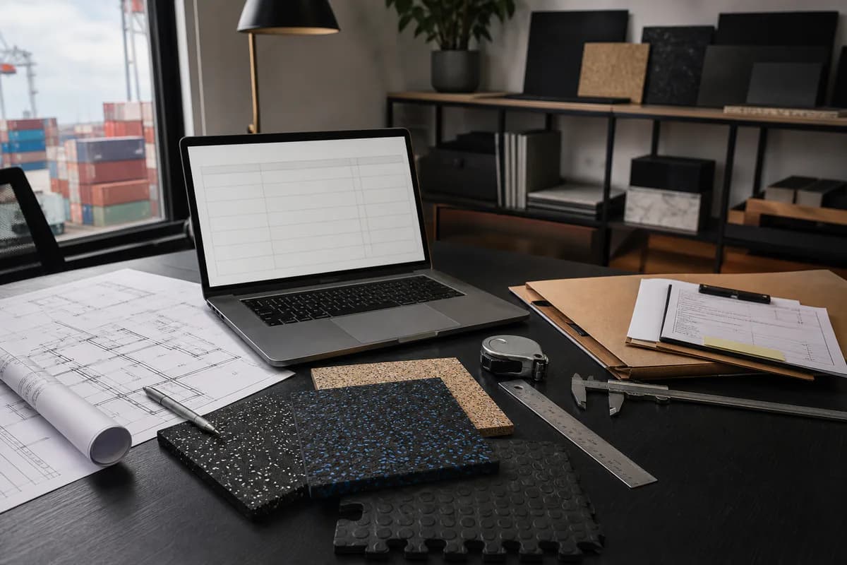 Gym flooring samples and project documents prepared for quotation
