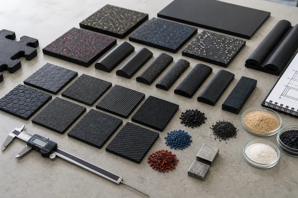 Custom gym flooring sample development materials