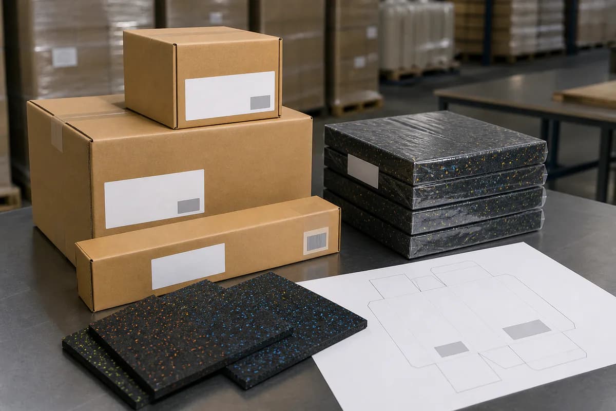 Private-label packaging and gym flooring samples