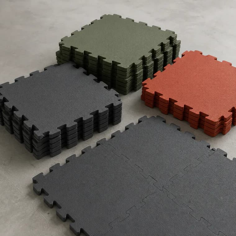 Dense EVA interlocking foam mat set with clean puzzle edges
