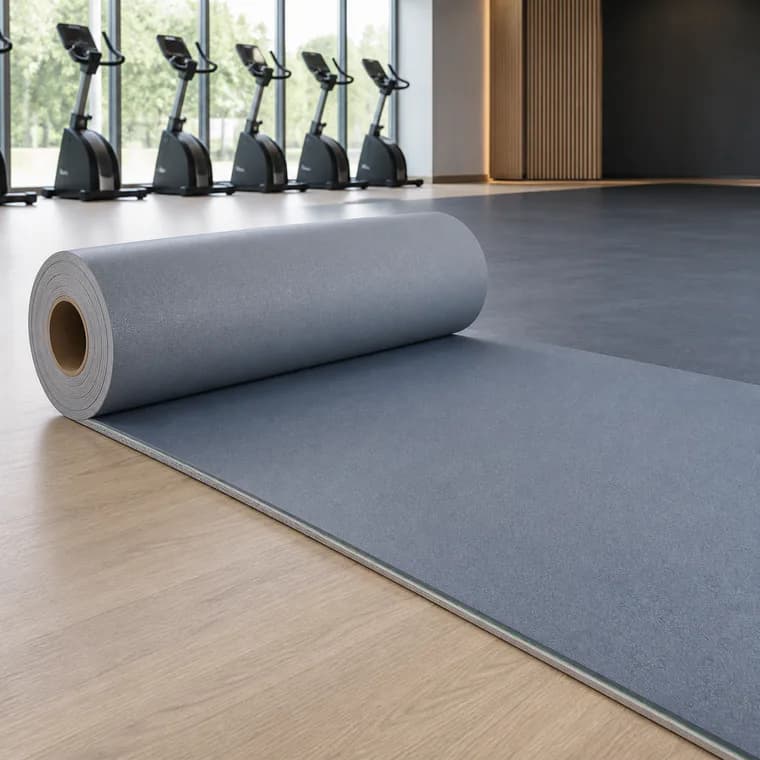 PVC-Sportboden in einem hellen Fitnesskursraum