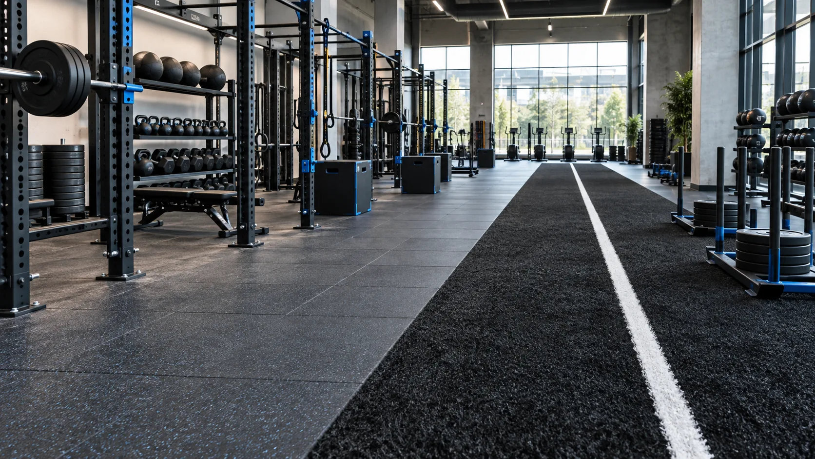 Functional training layout flooring system example