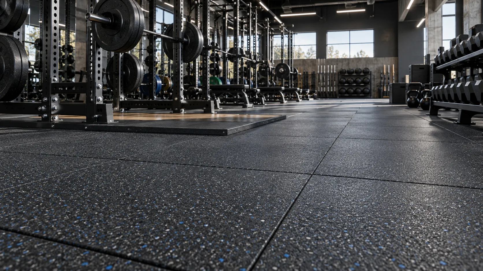 Free-weight impact system flooring system example